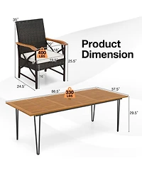 Gouun Wicker Patio Furniture Set of 8 Armchairs Acacia Wood Table and Cushions