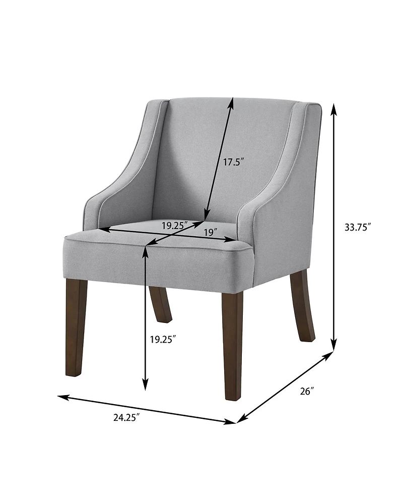 Streamdale Furniture Mid-Century Modern Upholstered Fabric Accent Chair with Solid Wood Legs