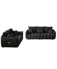 Streamdale Furniture 3-Seater + 3-Seater Teddy Fabric Sofa Set with 6 Cushions