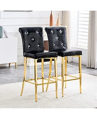 Streamdale Furniture Set of 2 Vintage Crocodile Leather Bar Chairs