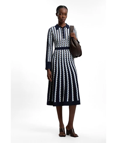 Karen Millen Women's Pointelle Collared Midi Dress