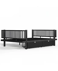 Streamdale Furniture Full Size Metal Platform Bed with Storage Drawers and Safety Round-Pipe Design