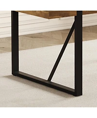 Streamdale Furniture Rustic Industrial Rectangular Wood Dining Table for 4-6 People