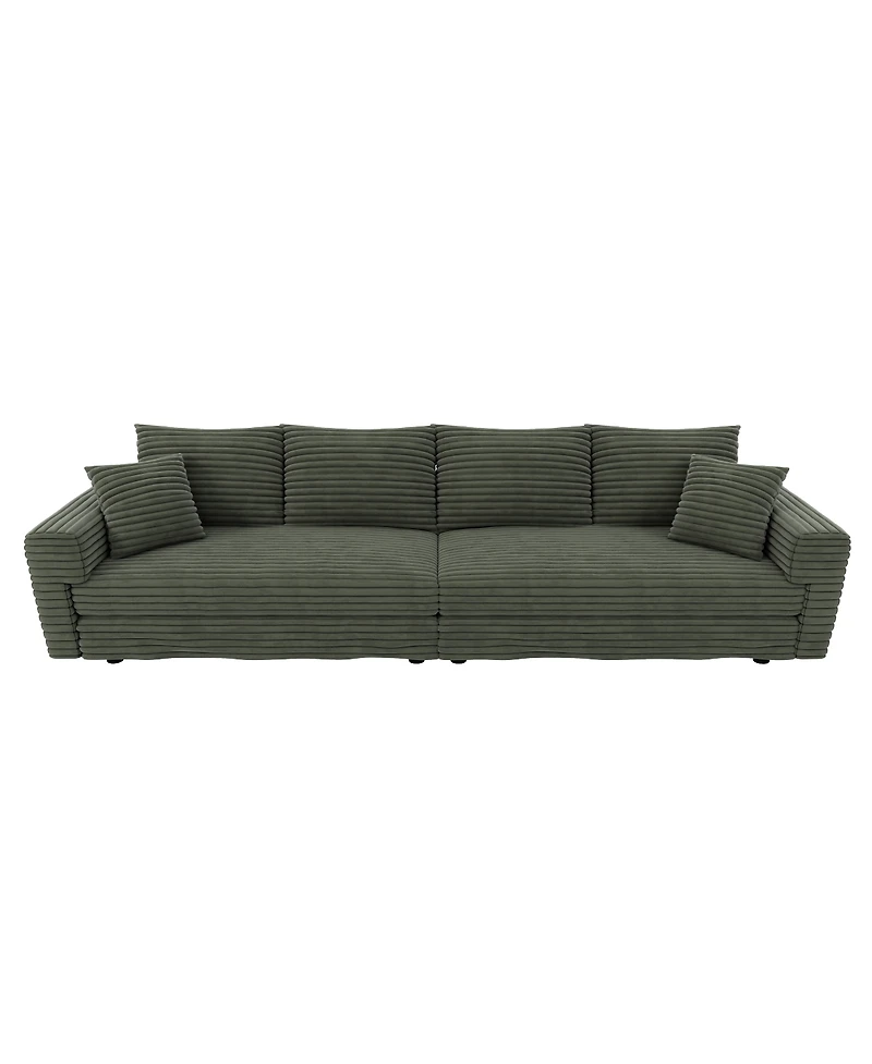 Streamdale Furniture 102.4'' Modern Plush Corduroy 4-Seat Cloud Sofa with Soft Pillows
