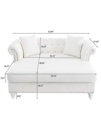 Streamdale Furniture 63'' Tufted Pu Leather Loveseat Chaise Lounge with 2 Pillows
