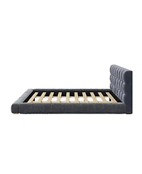 Streamdale Furniture Upholstered Velvet Platform Bed with Channel Tufted Headboard