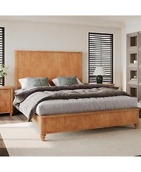 Streamdale Furniture Solid Wood Queen Platform Bed Frame with Tall Headboard No Box Spring Needed