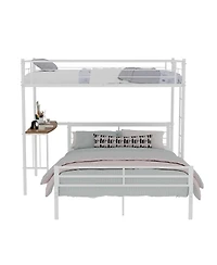 Streamdale Furniture Twin Over Full Metal Bunk Bed with Desk and Staircase