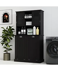 Streamdale Furniture Tilt-Out Two-Compartment Laundry Cabinet with Adjustable Shelves