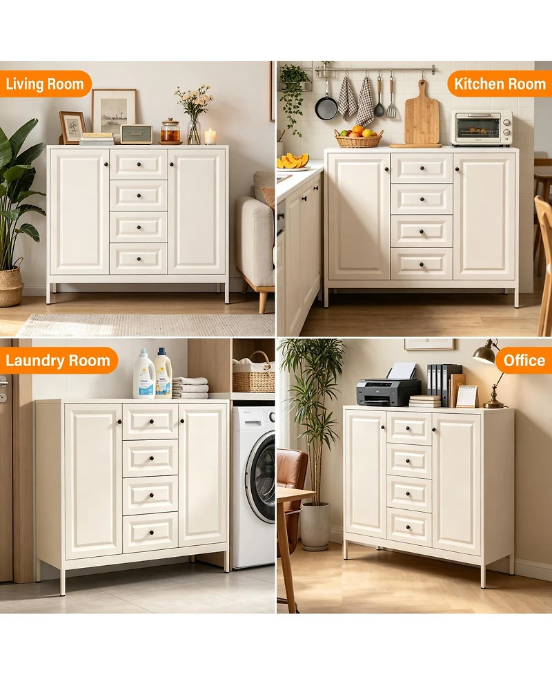 Streamdale Furniture 40.16'' Storage Sideboard Buffet Cabinet with 4 Drawers and 2 Doors