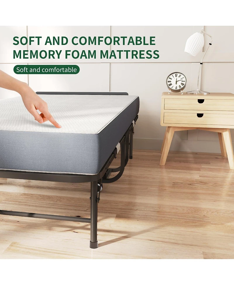 Streamdale Furniture 75'' x 38'' Folding Memory Foam Guest Bed with Adjustable Headboard and Wheels