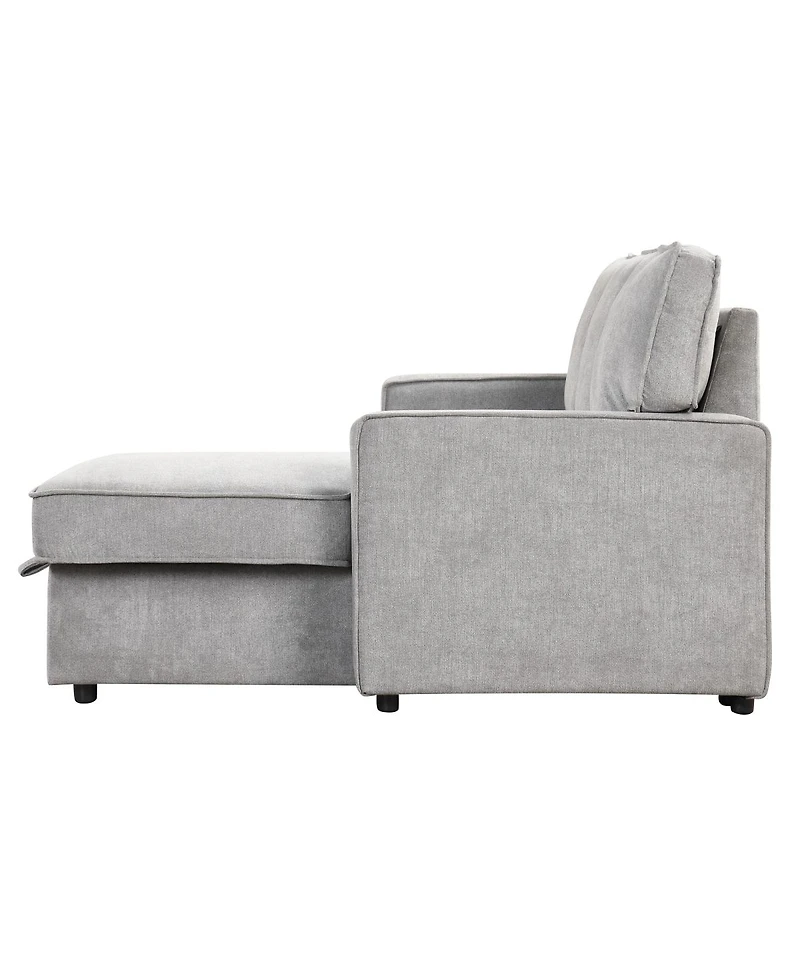Streamdale Furniture Upholstery Sleeper Sectional Sofa with Storage Usb Port and 2 Cup Holders