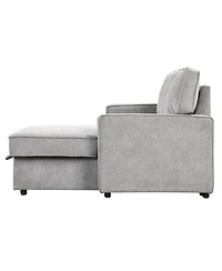 Streamdale Furniture Upholstery Sleeper Sectional Sofa with Storage Usb Port and 2 Cup Holders