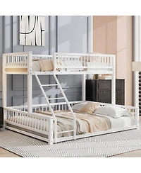 Streamdale Furniture Twin Xl over Queen Floor Bunk Bed with Ladder and Guardrails