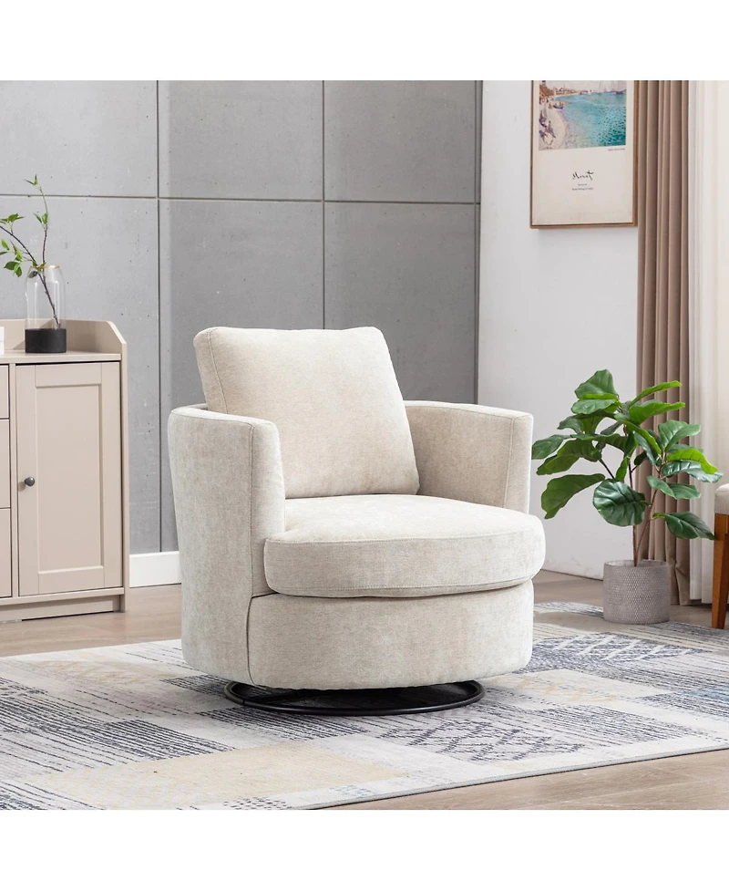 Streamdale Furniture 31.9'' Chenille Swivel Barrel Accent Chair for Living Room
