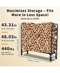 gaomon 4 Feet Firewood Rack, Steel Log Holder for Outdoor Storage, Patio, Fireplace and Backyard