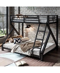 Streamdale Furniture Twin Over Full Metal Bunk Bed with Upgraded Support Slats