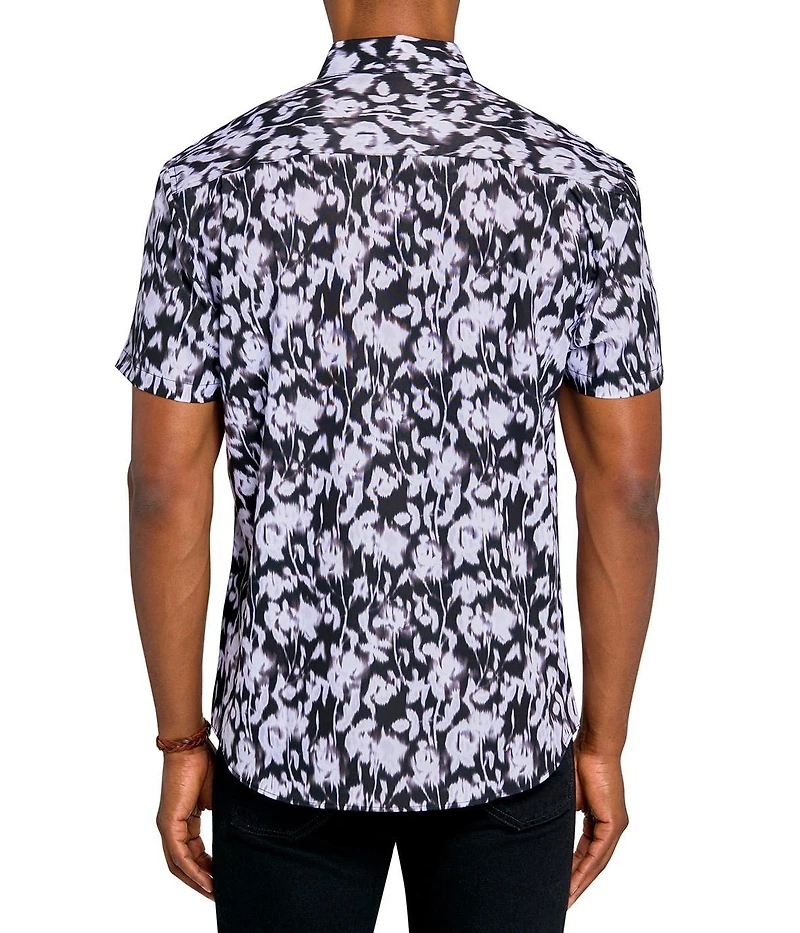 Society of Threads Men's Regular Fit 4-Way Stretch Performance Soft Floral Short Sleeve Button Down
