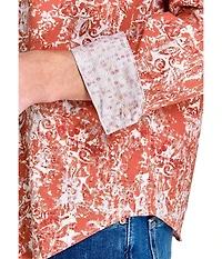 Society of Threads Men's Regular Fit 4-Way Stretch Performance Antiquated Print Long Sleeve Button Down