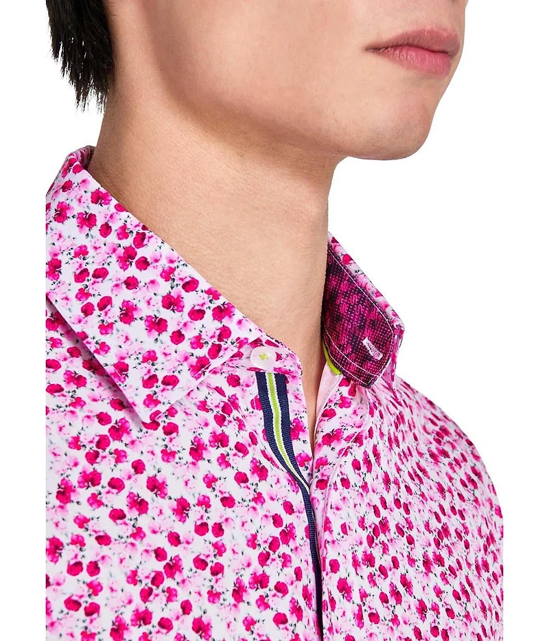 Society of Threads Men's Regular Fit 4-Way Stretch Performance Blushing Long Sleeve Button Down