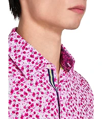 Society of Threads Men's Regular Fit 4-Way Stretch Performance Blushing Long Sleeve Button Down