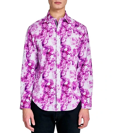 Society of Threads Men's Regular Fit 4-Way Stretch Performance Somber Rose Long Sleeve Button Down