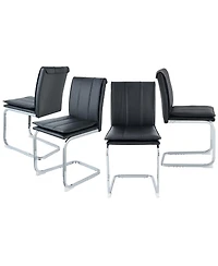 Streamdale Furniture Set of 4 Modern Pu Leather Dining Chairs with Plated Metal Legs
