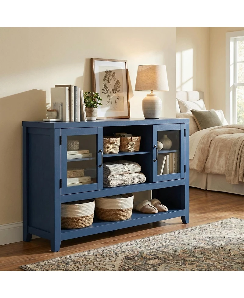 homfan 53" Kitchen Sideboard Buffet Cabinet with Glass Doors, Coffee Bar Table, Storage for Living Room and Dining