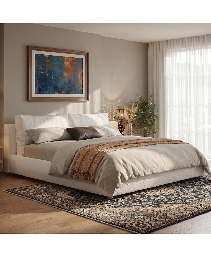 Streamdale Furniture California King Upholstered Bed Frame with Two Removable Pillow Headboards