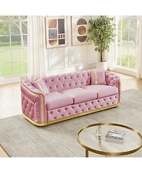 Streamdale Furniture 84.6'' Mid-Century Modern Velvet Chesterfield Sofa