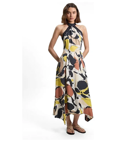 Karen Millen Women's Abstract Print Halter Maxi Dress