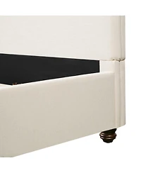 Streamdale Furniture King Size Upholstered Linen Bed Frame with Thick Headboard