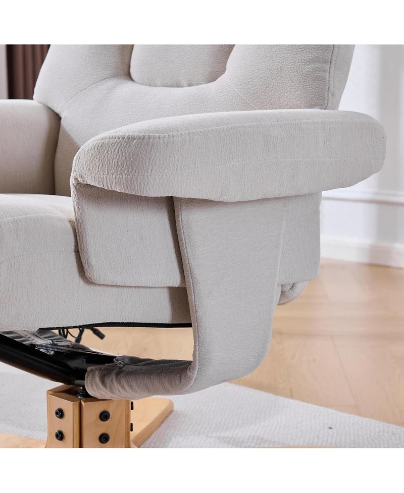 Streamdale Furniture Fabric Heated Massage Swivel Accent Chair with Ottoman
