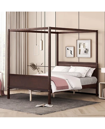 Streamdale Furniture Canopy Platform Bed with Headboard and Footboard