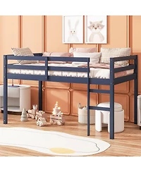Streamdale Furniture Solid Wooden Twin Loft Bed with Ladder and Strengthened