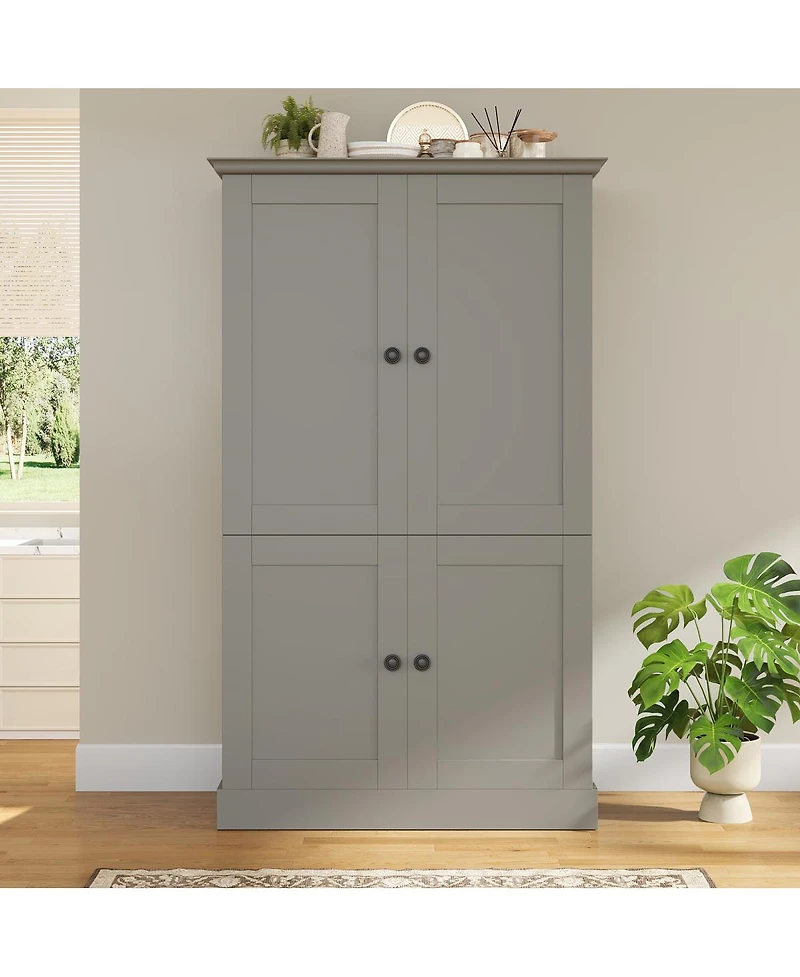 Streamdale Furniture Freestanding Kitchen Pantry Cabinet with 4 Doors 3 Drawers and Wine Racks