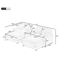 Streamdale Furniture 111'' Chenille Sectional Sofa with Storage Ottomans Usb Ports and Cup Holders