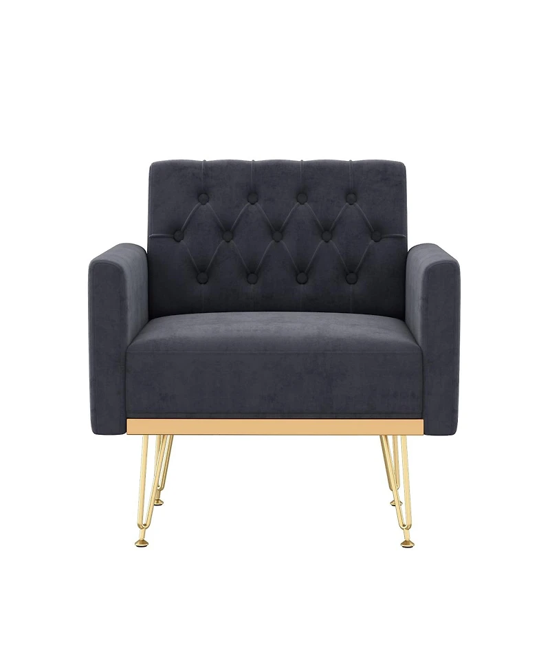 Streamdale Furniture Modern Tufted Velvet Armchair with Gold Metal Legs