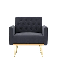 Streamdale Furniture Modern Tufted Velvet Armchair with Gold Metal Legs