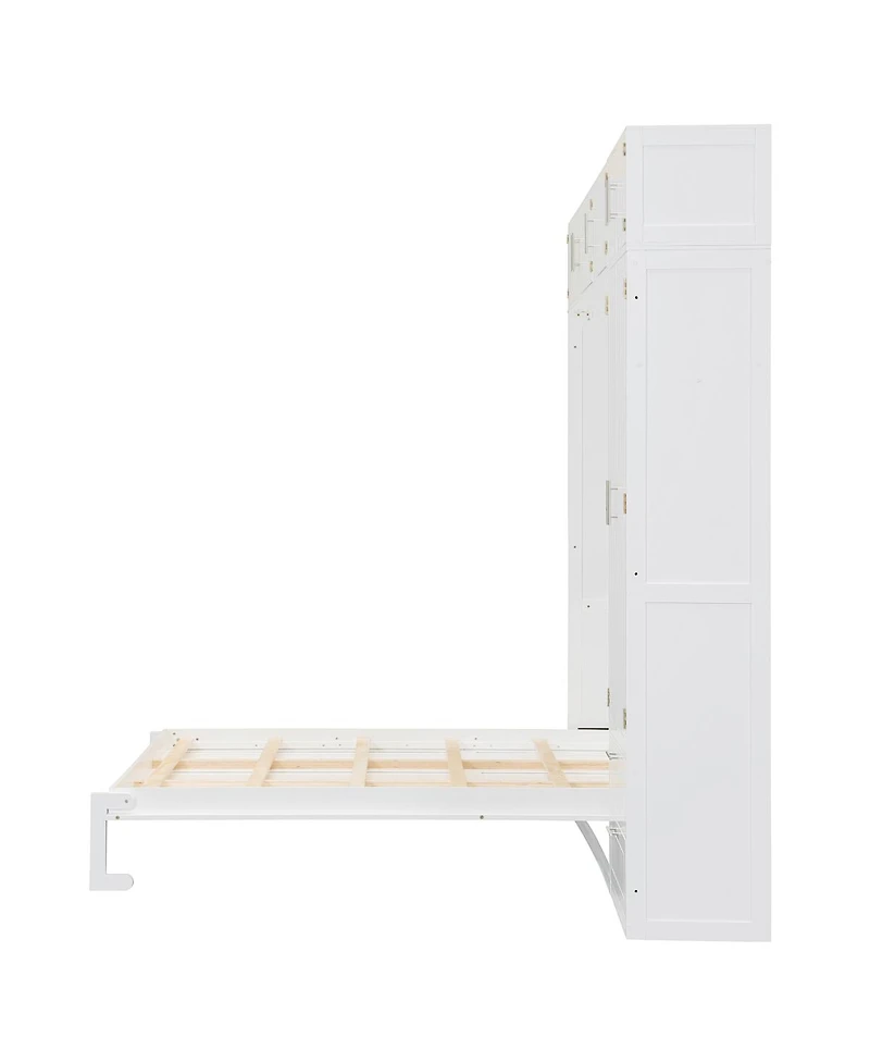 Streamdale Furniture Murphy Bed with Top Cabinet Shelves and Wardrobe