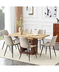 Streamdale Furniture 6-Piece Scalable Dining Set: 59-71 inch Pull-Out Table and Warm Gray Pu Chairs