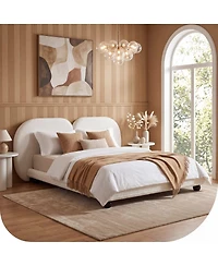 Streamdale Furniture Extra Thick Upholstered Platform Bed Frame Teddy Fleece