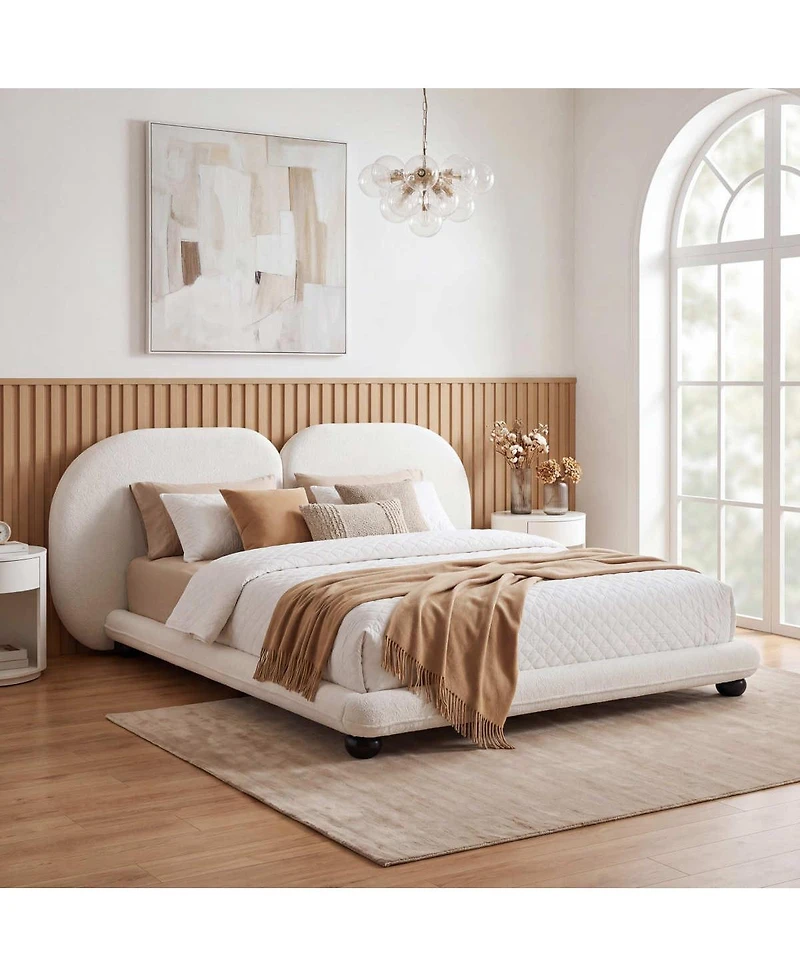 Streamdale Furniture Extra Thick Upholstered Platform Bed Frame Teddy Fleece