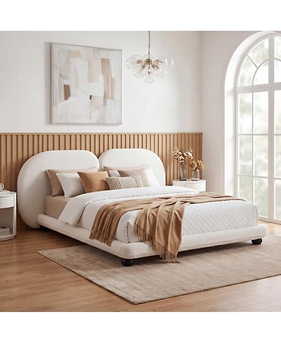 Streamdale Furniture Extra Thick Upholstered Platform Bed Frame Teddy Fleece