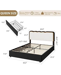 gaomon Upholstered Led Bed Frame with Storage Drawer and Adjustable Headboard, Velvet Princess Platform Bed