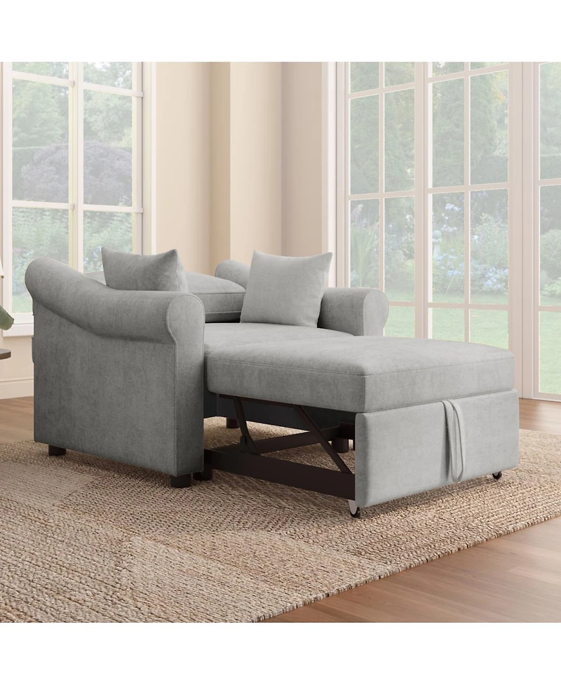 Streamdale Furniture Chenille 3-in-1 Convertible Sleeper Chair with Adjustable Backrest