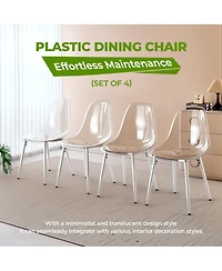 Streamdale Furniture Modern Transparent Acrylic Dining Chair with Sturdy Metal Legs