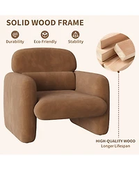 homfan Modern Accent Chair, Upholstered Reading Armchair with Wood Frame, Plush Chenille, for Living Room, Bedroom and Corner