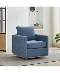 Streamdale Furniture 30.7''With Upholstered 360 Swivel Accent Chair with Weathered Wooden Base