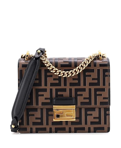 Pre-Owned Fendi Small Kan U Shoulder Bag Zucca Embossed Leather